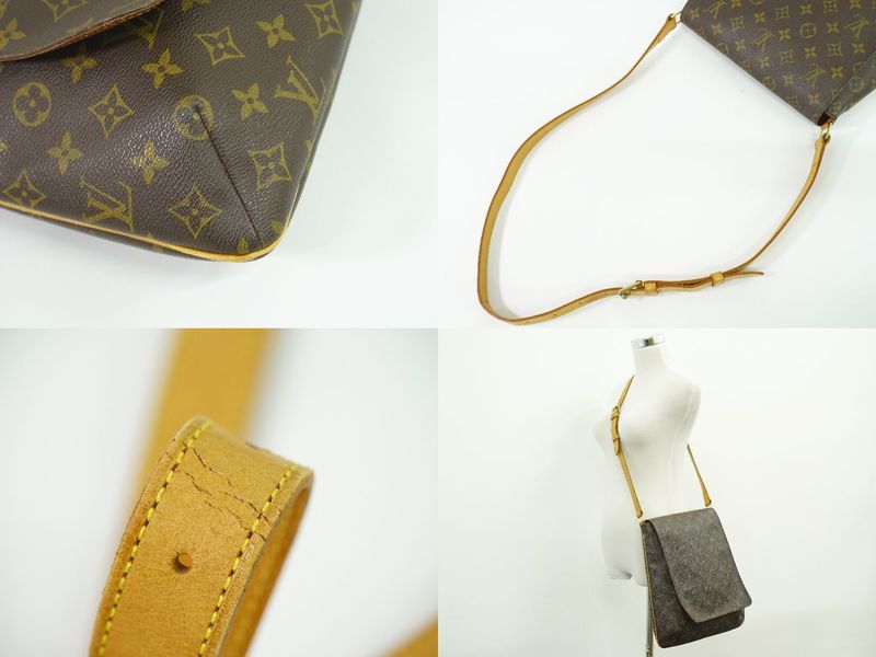 Authentic Louis Vuitton LV Musette Monogram Shoulder Bag Pochette Brown M51256