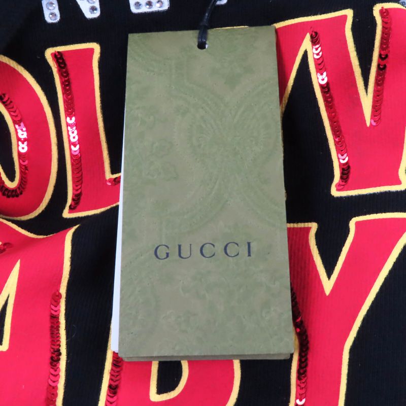 Gucci 22AW 688197 100% Cotton Hollywood Babylon Cropped Hoodie With Rhinestones