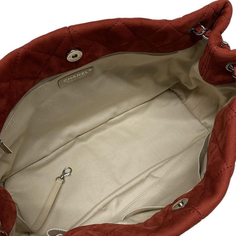 Chanel Tote Bag Matelasse Red Chain Shoulder / Silver Hardware / Coco Mark