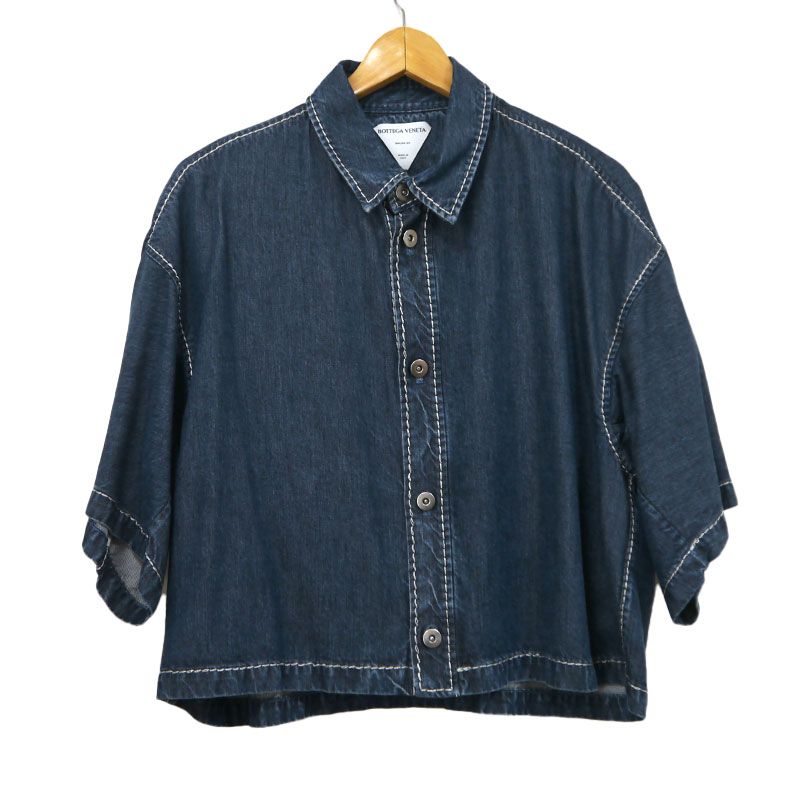 Bottega Veneta Short Sleeve Shirt 659272 Size 46 Lyocell Blue