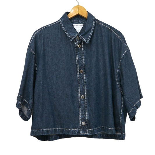 Bottega Veneta Short Sleeve Shirt 659272 Size 46 Lyocell Blue