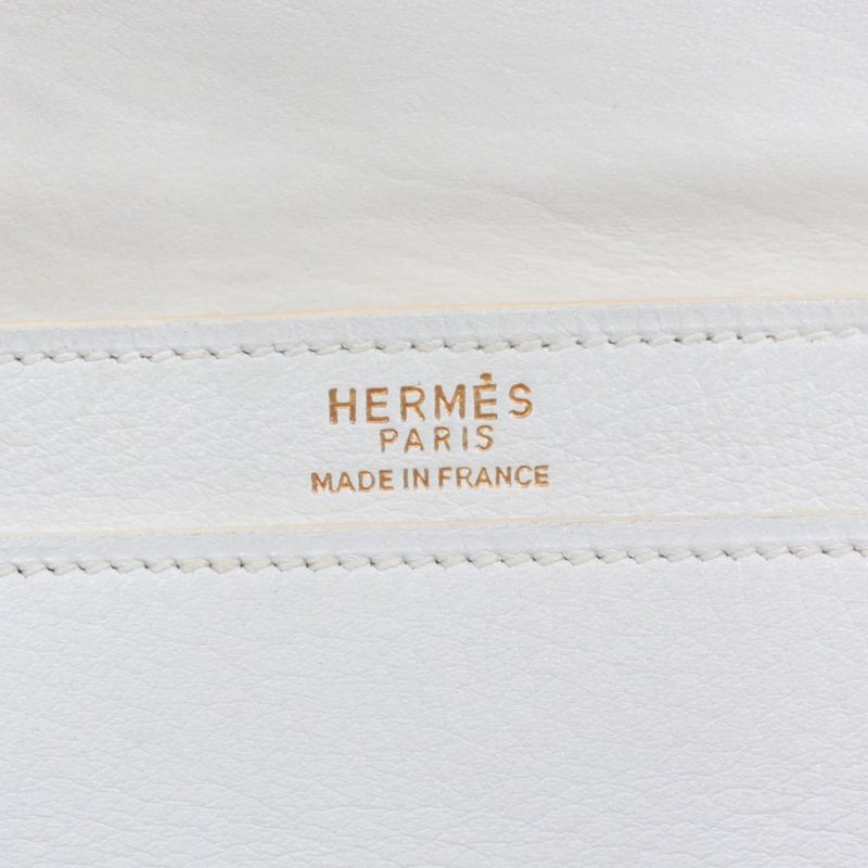 Hermes Medor Box Calf Black And White Clutch Bag Silver