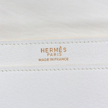 Hermes Medor Box Calf Black And White Clutch Bag Silver