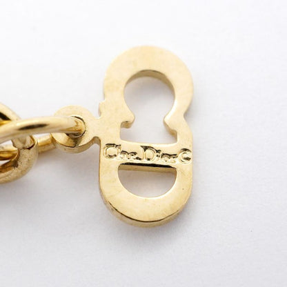 Christian Dior Necklace Dior Logo GP Plated Rhinestone Gold Ladies