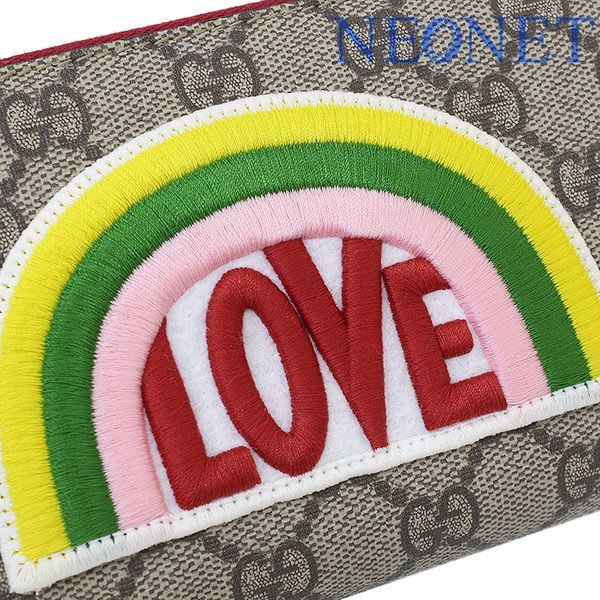 Gucci Rainbow Love GG Supreme Round Long Wallet Box Bag