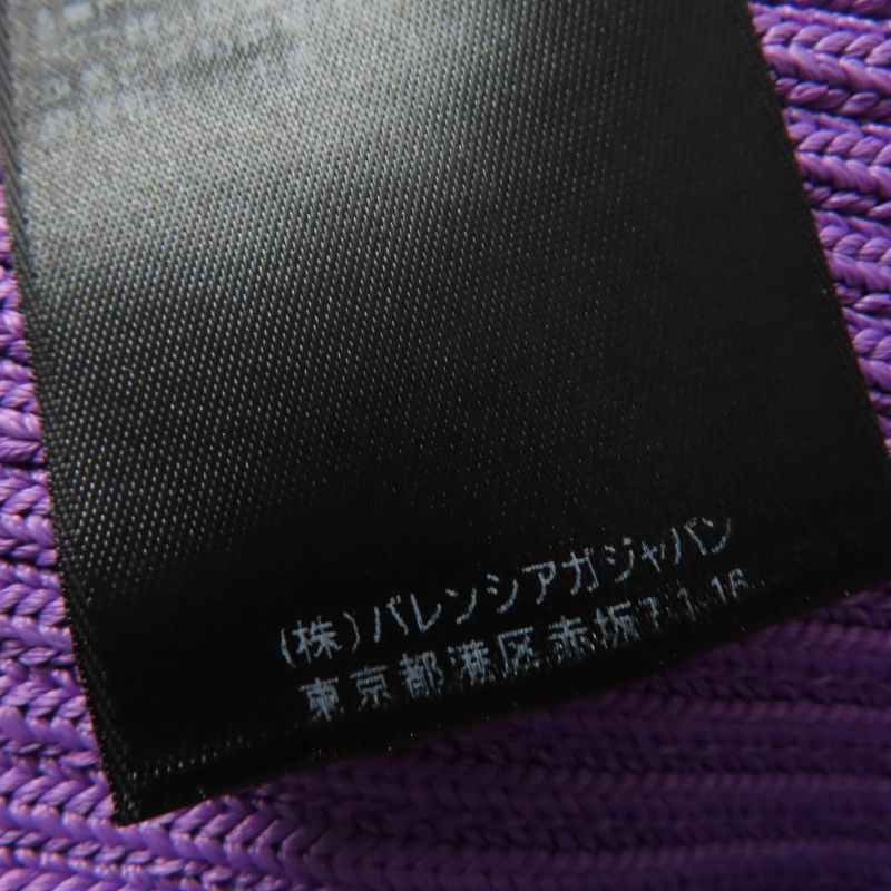 Balenciaga 691969 Long Sleeve Ribbed Knit Top With Logo Purple XS Made In Italy