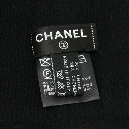 Chanel Logo Knit Cap Wool Cashmere Black