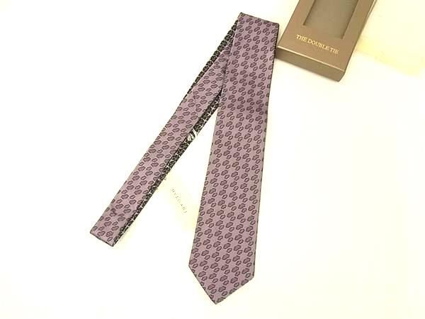 Bvlgari 100% Silk Reversible Tie Business Men's Pink And Black Bi1399