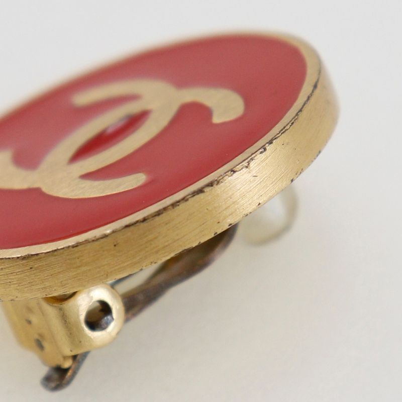 Chanel Coco Mark Gold Plated Red 01P Ladies 8.5g Earring