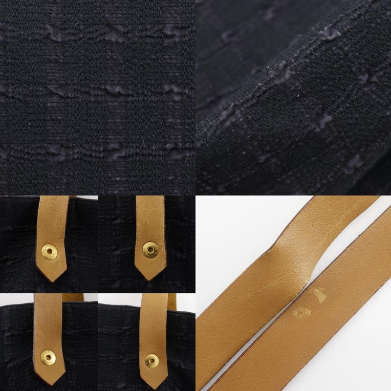 Hermes Amedava Cabas De Poche Long Shoulder Canvas Black Women's Shoulder Bag