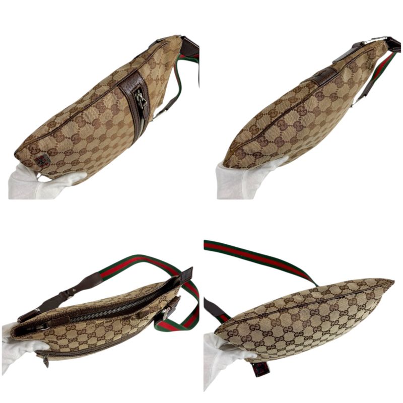 Gucci Shoulder Bag Sherry Line GG Canvas Brown Tricolor Crossbody Bag