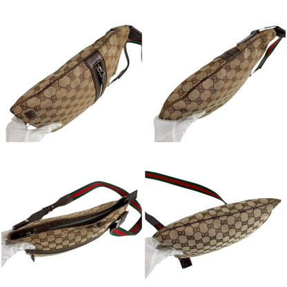 Gucci Shoulder Bag Sherry Line Gg Canvas Brown Tricolor Crossbody Bag