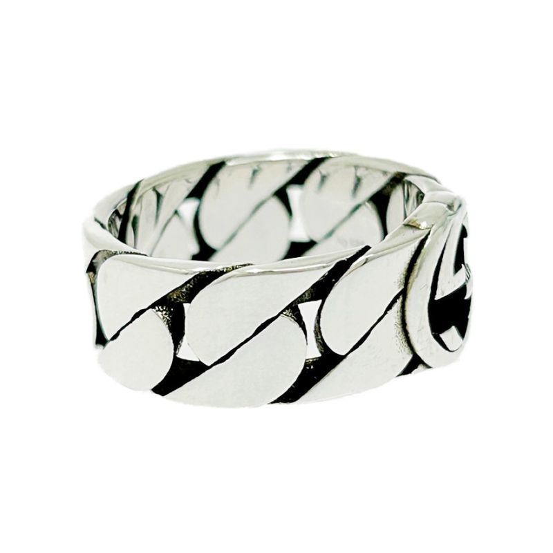 Gucci Silver Interlocking G Chain Ring 6.4g 925 Engraved 481156 Ring