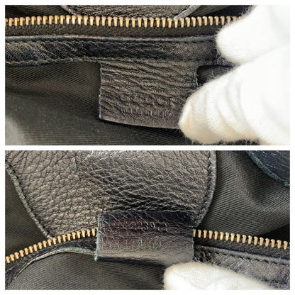 Gucci Black Silver Hardware GG Canvas/leather 223972 Tote Bag Shoulder Bag