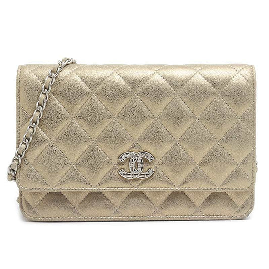 Chanel Matelasse Chain Wallet Leather Gold Shoulder Bag