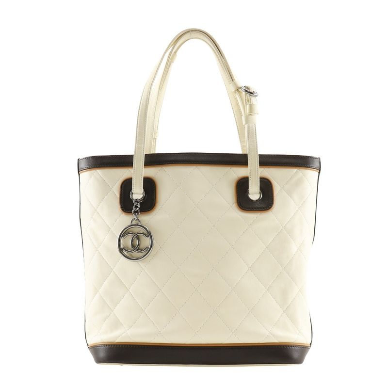 Chanel Matelasse Coco Charm Calf Ivory Women's Tote Bag