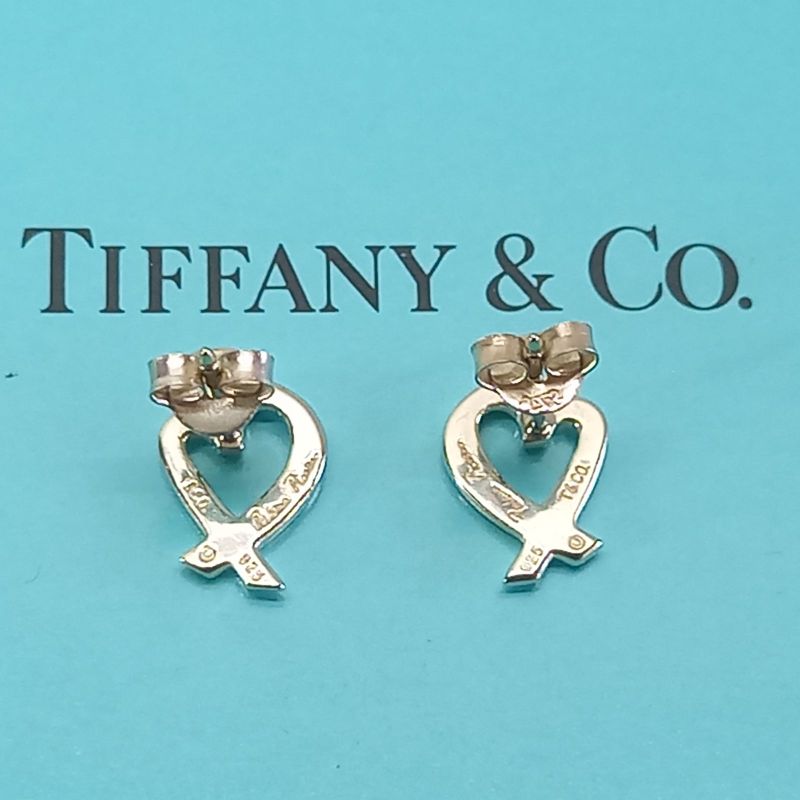 Paloma Picasso Loving Heart Stud Earrings 925 Silver Tiffany &co