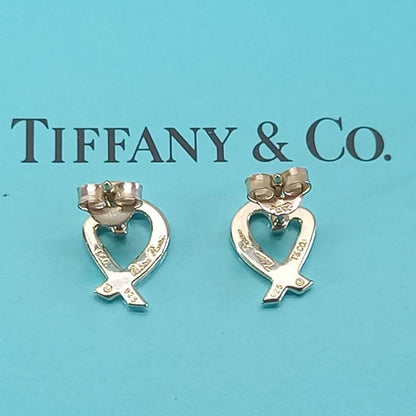 Paloma Picasso Loving Heart Stud Earrings 925 Silver Tiffany &co