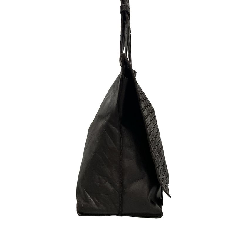 Bottega Veneta Shoulder Bag Intrecciato 113038 Dark Brown Leather