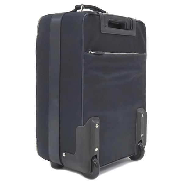 Prada Carry Bag Triangle Logo Carry Case Nylon Leather Navy Silver Hardware