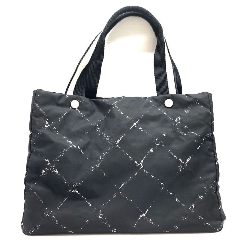 Chanel Former Travel Line Tote Bag A11833 5th Unit Nylon Black Ladies Pre-Owned