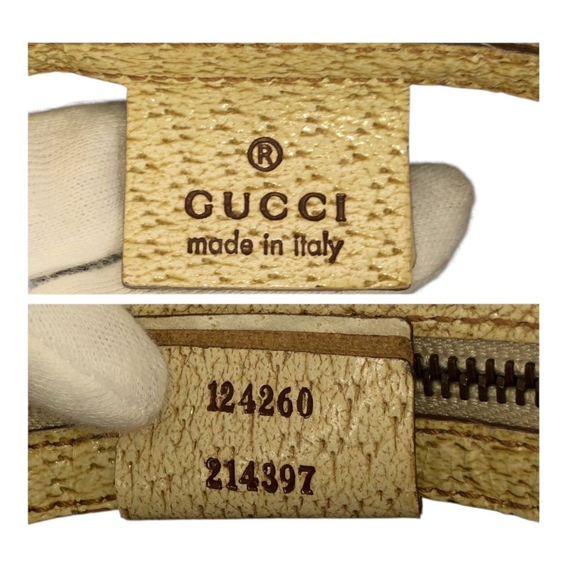 Gucci GG Canvas Studded Ivory Gold Hardware Canvas/leather 124260 Tote Bag