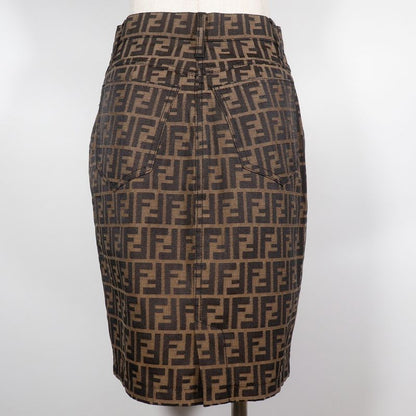Fendi Tight Skirt Zucca Pattern 09.541310 66960 Polyester And Cotton Brown