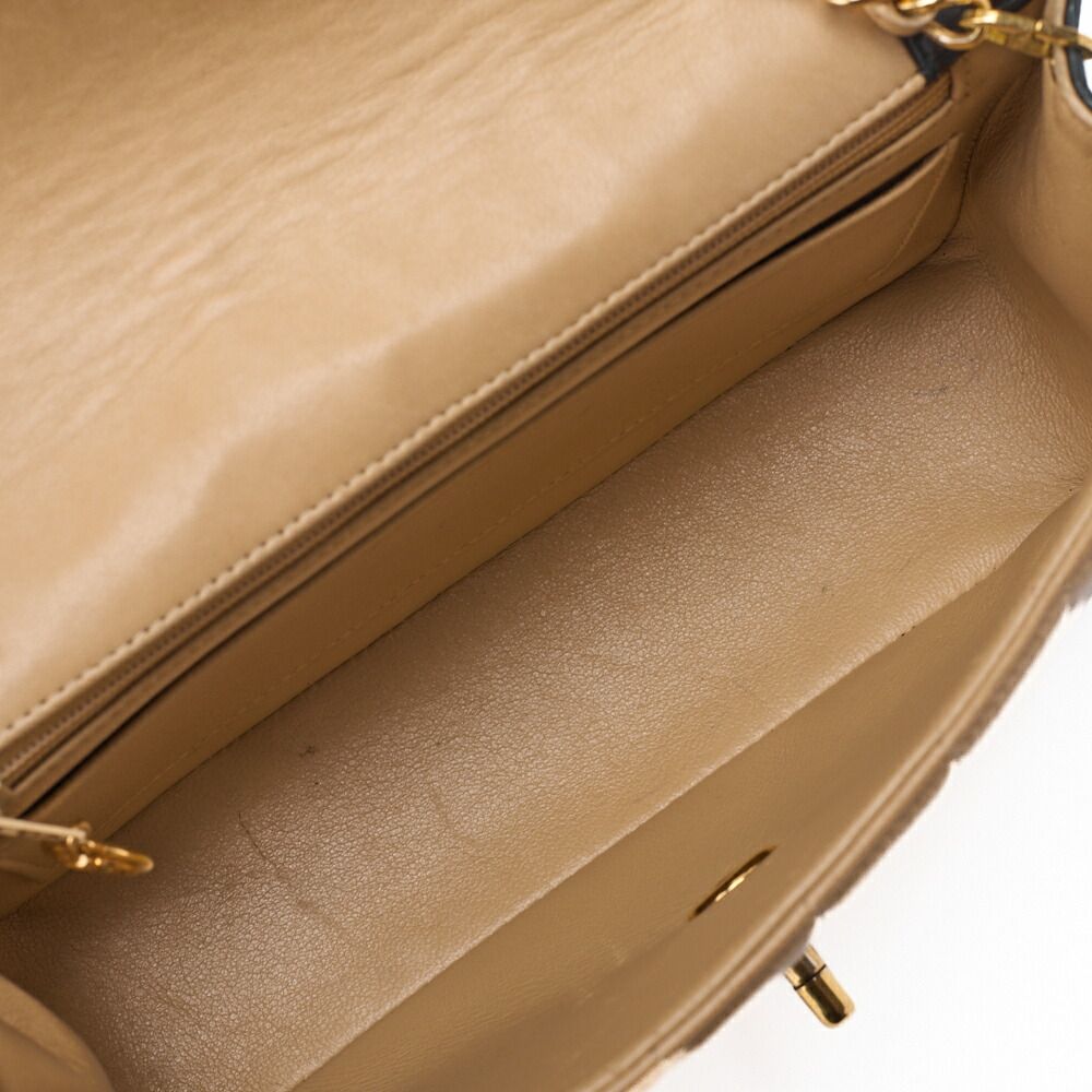 Chanel Shoulder Bag Mademoiselle Lambskin Beige And Black Gold Hardware Full