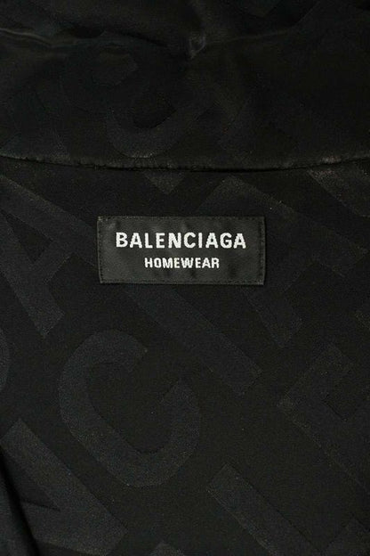 Balenciaga 681812 Tlo58 Jacquard Logo All Over Satin Long Sleeve Shirt Men's 40