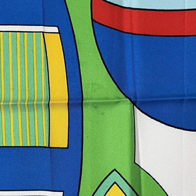 Hermes Scarf Carré 90 Green Blue White Thalassa
