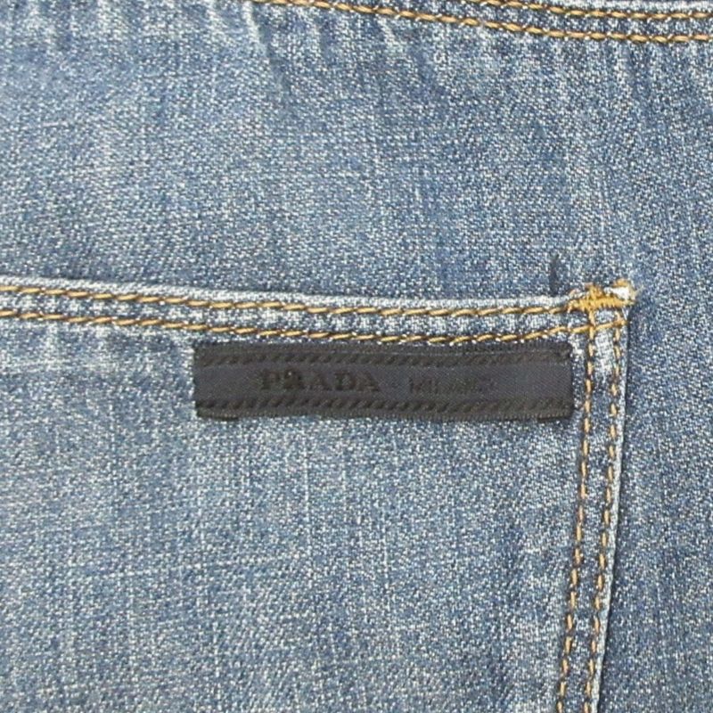 Good Prada Light Denim Pants Bottoms Button Fly Light Hand Old Archive Gepo10