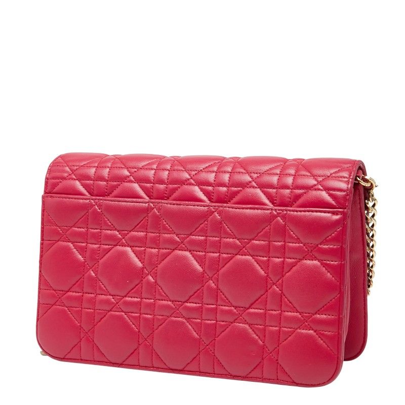 Dior Cannage Chain Shoulder Bag Pink Leather Women's Dior