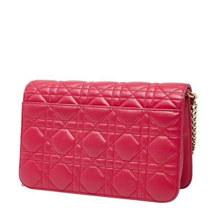 Dior Cannage Chain Shoulder Bag Pink Leather Women's Dior