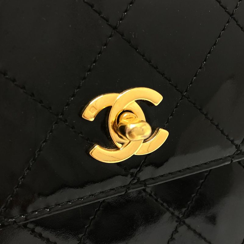 Chanel Shoulder Bag Coco Mark Enamel Black