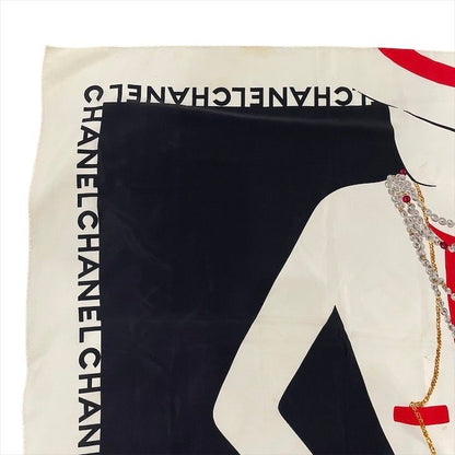 Chanel Vintage Large Scarf Mademoiselle Silk 100% Beige