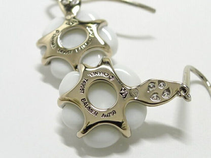 Chanel Earrings Camellia Swing Drop 750wg 18K White Gold White Togo Old Diamond