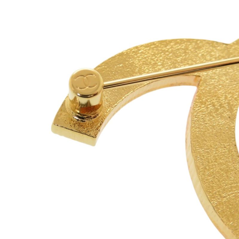 Chanel Bicolor Coco Mark Metal Gold Pink Brooch 0848 Chanel