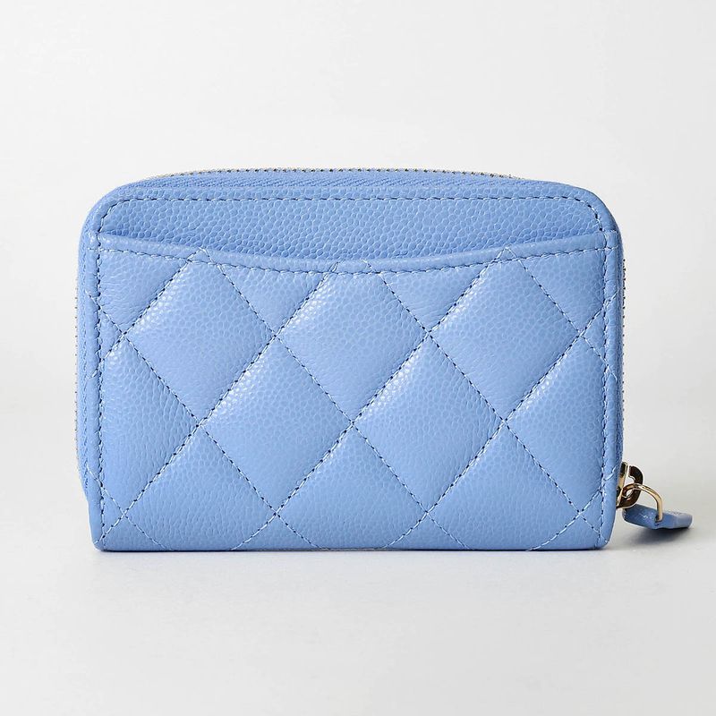 Chanel Coin Case Classic ZIP COIN Purse Light Blue