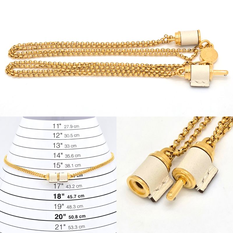 Hermes Charnières PM Necklace Swift Leather Gold-tone Metal Length 405cm