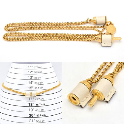 Hermes Charnières PM Necklace Swift Leather Gold-tone Metal Length 405cm