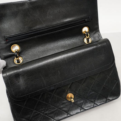 Chanel Shoulder Bag Matelasse Lambskin Black Gold Hardware Women