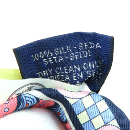 Hermes 063853s Harnais En Rosace Harness Rose Window 100% Silk Marine/rose/jaun