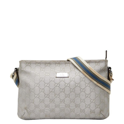 Gucci GG Canvas Sherry Line Crossbody Shoulder Bag 189749 Silver Canvas Leather