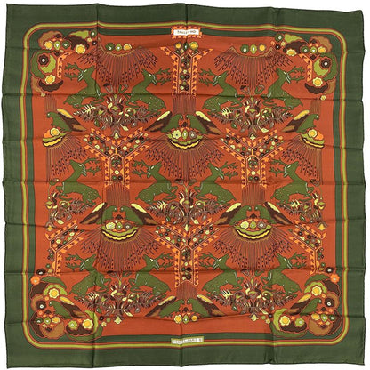 Hermes Scarf Carré 90 Tally-ho Women's Branded Silk Green Red Greenish Animal