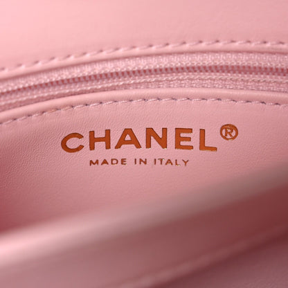 CHANEL Trendy Lambskin Quilted Small CC Dual Handle Flap Bag Pink Tote
