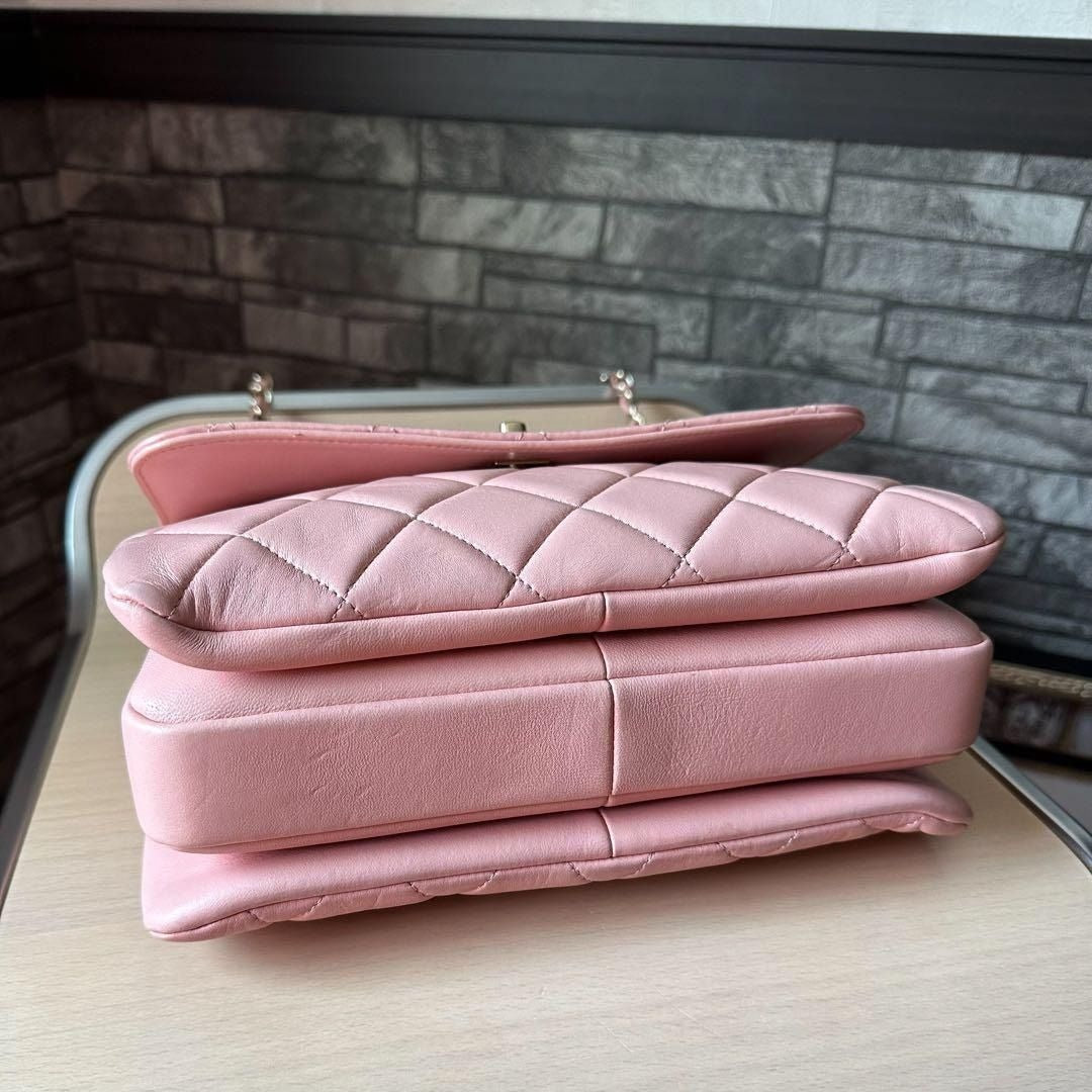 CHANEL Trendy Lambskin Quilted Small CC Dual Handle Flap Bag Pink Tote