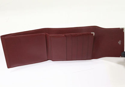 Cartier Bifold Billfold Without Coin Purse Trifold Billfold Cabochon Lined Calf