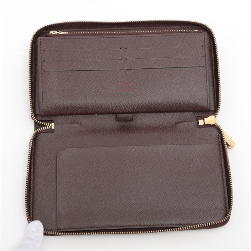 Louis Vuitton Damier Zippy Organizer Round Zip Wallet Long Wallet N60003 Brown