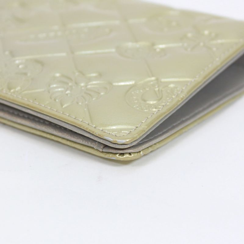 Chanel Bifold Long Wallet Enamel Light Yellow Wallet Silver
