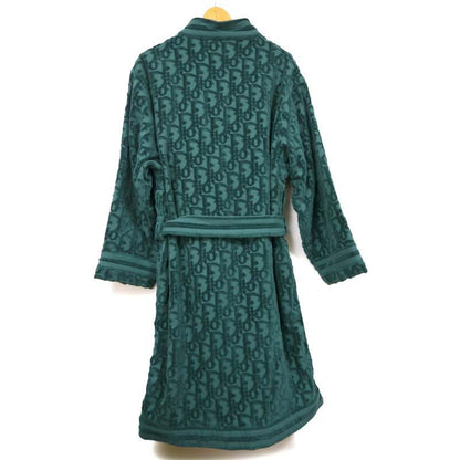 Dior Oblique Pile Gown Coat M Green Bathrobe